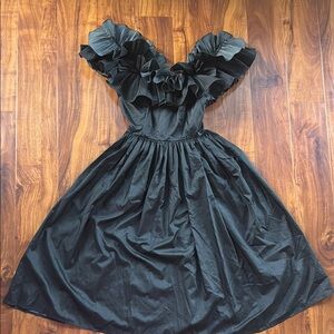 Union Made Vintage Black Ruffled Off The Shoulder Cocktail Dress